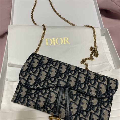 Saddle 長錢包 藍色 Dior Oblique 提花 